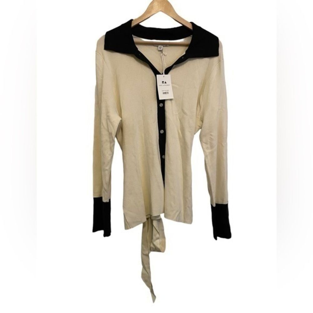 Free Assembly Belted‎ Collared Cardigan Cream Black XXXL FAWSW00143FA22L